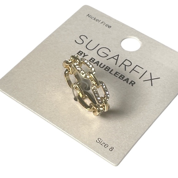 BaubleBar Jewelry - Sugarfix by Baublebar Gold Crystal Rhinestone Chain Ring Size 8 NWT